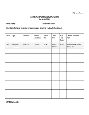 Highway Transportation Services Form