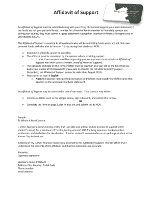 Affidavit of Support for F-1 Visa Students