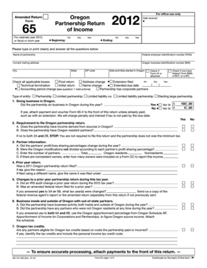 Oregon Partnership Return of Income