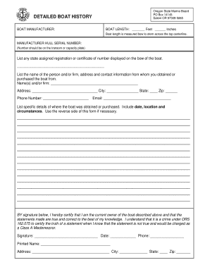 Oregon Boat History Form