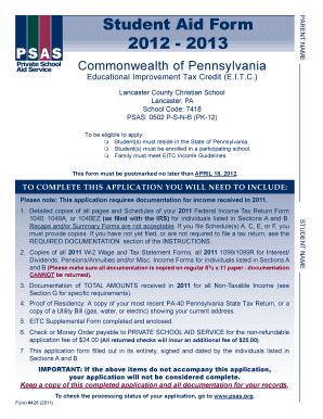 Pennsylvania EITC Student Aid Form