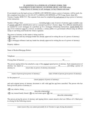 Ontario Real Estate Power of Attorney Fax Form