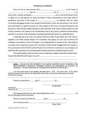 North Carolina Property Tax Power of Attorney