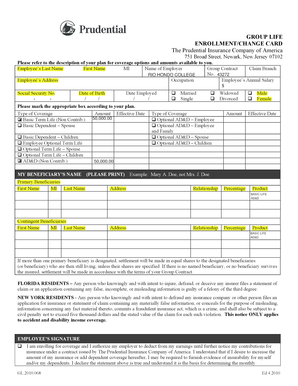 Group Life Enrollment/Change Card