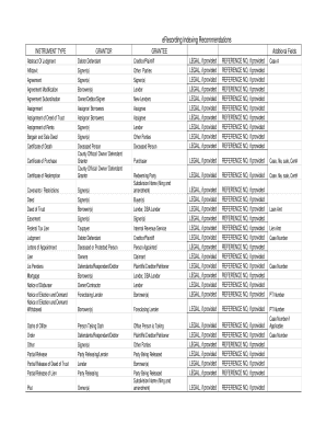 eRecording Indexing Recommendations