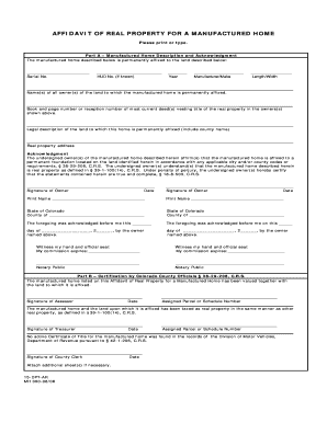 Affidavit of Real Property for a Manufactured Home