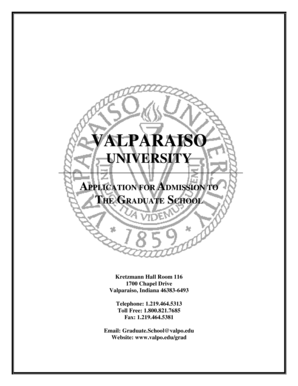Valparaiso University Graduate School Application Form