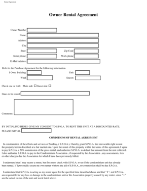 Owner Rental Agreement