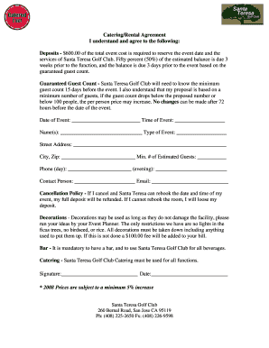 Catering/Rental Agreement. Free Forms for Utah Landlords