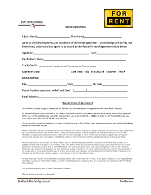 Rental Agreement for Textbooks