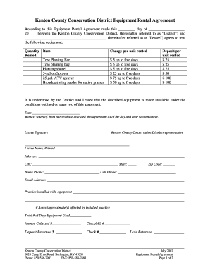 Rent agreement format - Kenton County Conservation District Equipment Rental Agreement - boonecountyky