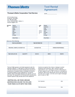 Tool Rental Agreement