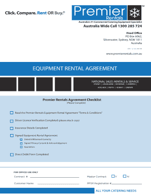Premier Rentals Equipment Rental Agreement