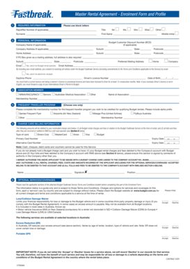 Master Rental Agreement - Enrolment Form