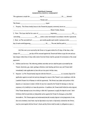 BlackHawk Commons Residential Rental Agreement