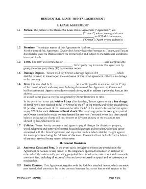 Residential Lease Rental Agreement