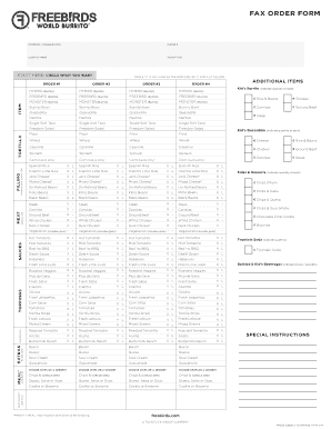 Freebirds Fax Order Form