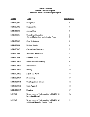 Millard Fillmore Hospital Union Dues Deduction Form