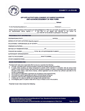 Off-Site Activity Consent and Risk Acknowledgement Form