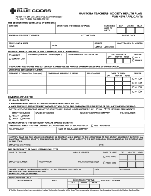 Manitoba Teachers’ Society Health Plan Application