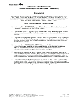 Manitoba Child Abuse Registry Check Application