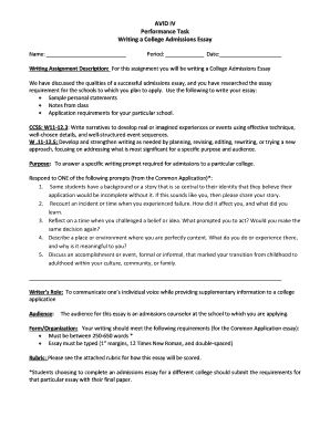 college application example essay