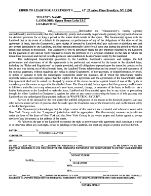 Rider to Lease for Apartment