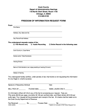 Freedom of Information Request Form - Cook County Department of ...