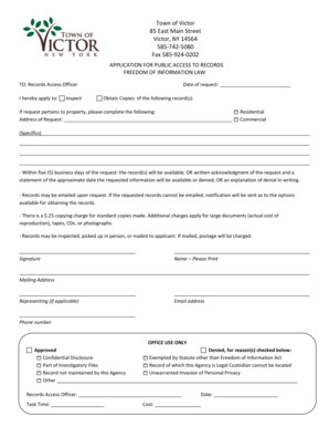 New York Freedom of Information Law Application