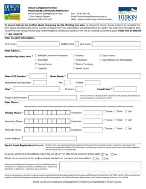 Huron County Emergency Notification Form