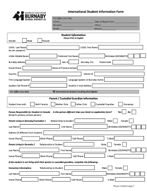 International Student Information Form