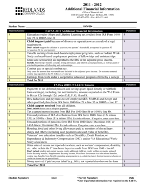 2010 Additional Financial Information Form