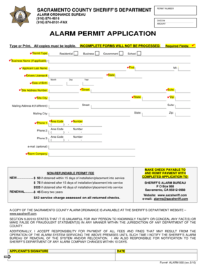 Sacramento County Alarm Permit Application