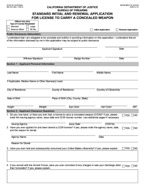 BOF 4012 Standard Application for CCW License. BOF 4012 Standard Application for CCW License