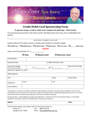 Credit/Debit Card Sponsorship Form