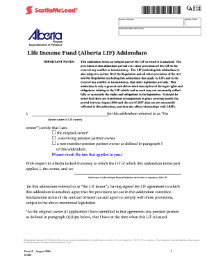 Alberta LIF Addendum