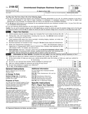Form 2106-EZ Unreimbursed Employee Business Expenses 2003