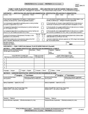 Family Care Plan Declaration