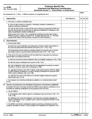 IRS Form 8799 Employee and Matching Contributions