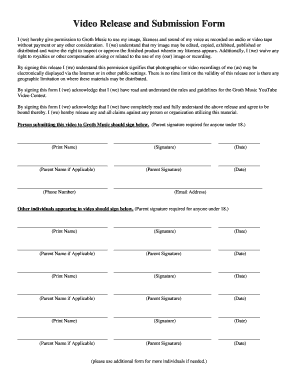 Groth Music Video Release and Submission Form
