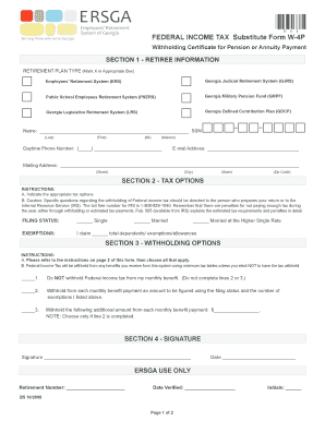 Federal Income Tax Withholding Certificate for Pension or Annuity Payments
