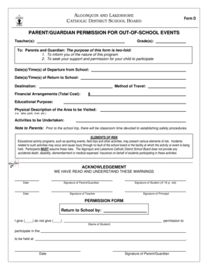 Parent Permission for Out-of-School Events