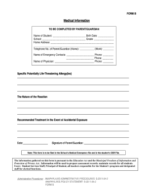 Medical Information Form