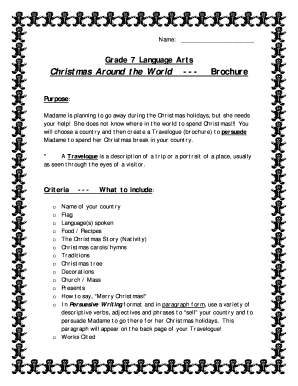 Grade 7 Language Arts Christmas Around the World Brochure
