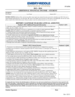 Additional Financial Income Student Form