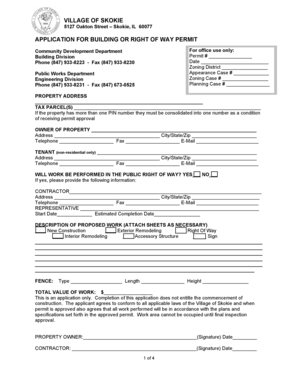 Village of Skokie Building Permit Application