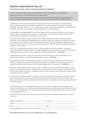 Southern Sea Ventures Liability Release Form