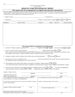 University of Colorado Transfer of Credit Request