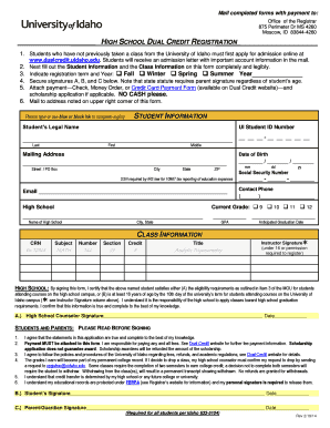 High School Dual Credit Registration Form