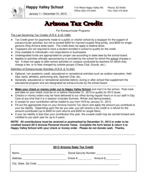 2013 Arizona State Tax Credit Form
